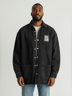 RAF SIMONS Big Fit Padded Denim Shirt AW20/21 Size M Washed Black Oversized